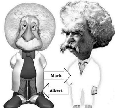 Einstein and Twain Cartoon Comparison